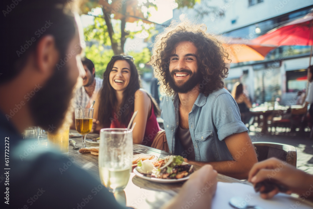 happy friends diner outside ai generated happy friends diner outside ai generated