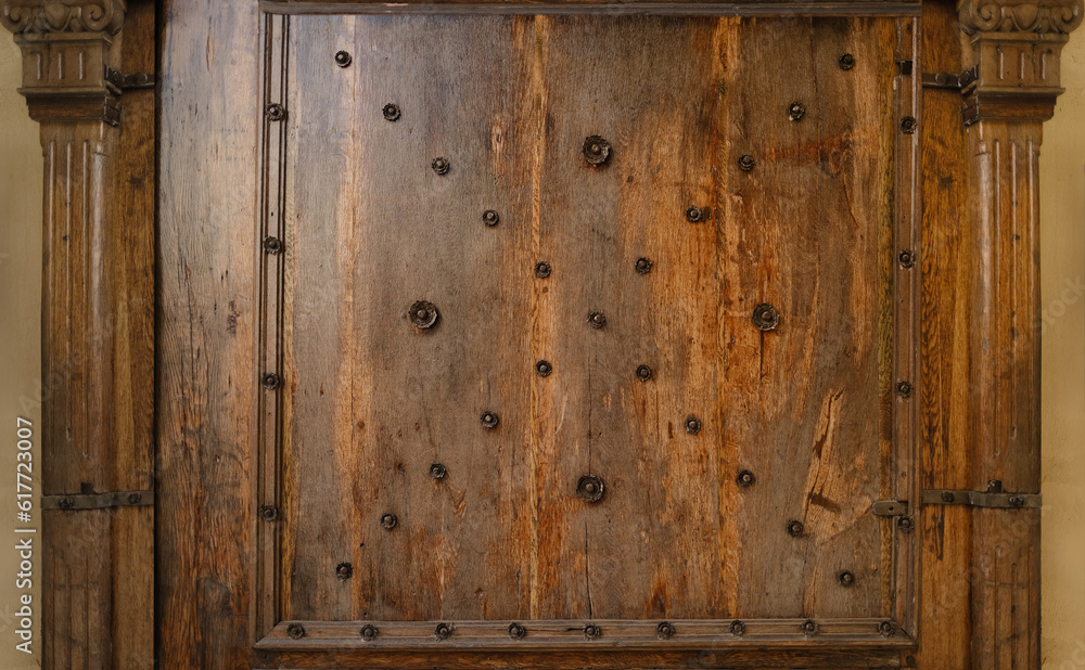 Closeup wooden desk Dry with wood crack, brown natural stripes backdrop, Wood pattern, texture. Wooden closeup texture, Grunge Simple wood background for designer copy space, empty mock up