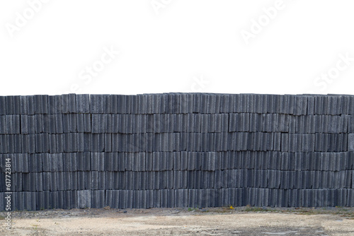 Stack of concrete blocks in construction site isolated on white background included clipping path.