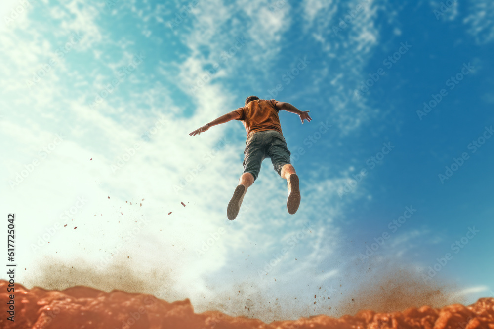 a person take a leap from the clift a person take a leap from the clift