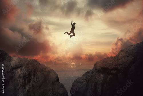 a person take a leap from the clift