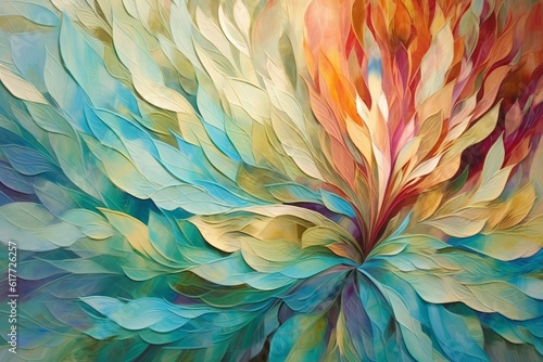 Deco art textured arrangements mixing multicolored oil paint and acrylic paint