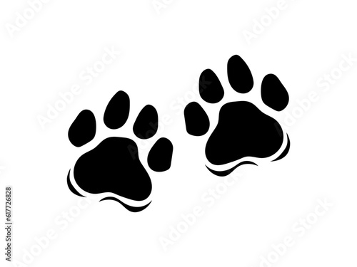 Black vector paw prints. Wildlife, tiger paw prints. Animal imprints silhouette, isolated illustration for pets, animal protection theme, homeless animal shelters, pet stores and veterinary clinics.