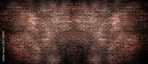 Red brick wall panoramic background.