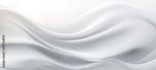 Soft white shiny satin silk swirl wave background banner - Abstract textile fabric material, backdrop texture for product display or text (Generative Ai)