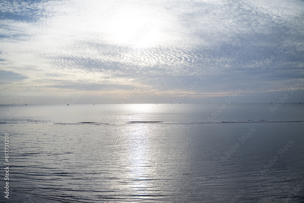 Wide view of the sea in the evening near dusk Wide view of the sea in the evening near dusk