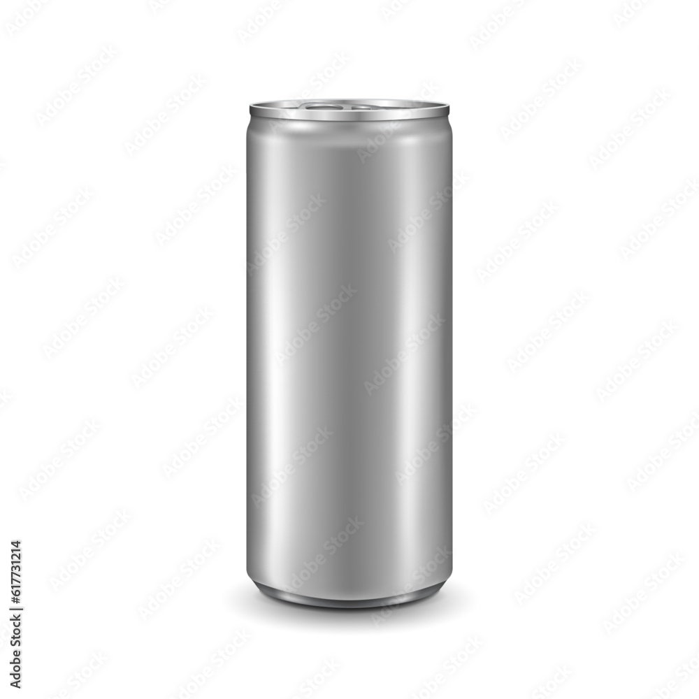 Aluminum can isolated on white background. Realistic metallic can for beer, soda, lemonade, juice, energy drink. Vector template for your design. Aluminum can isolated on white background. Realistic metallic can for beer, soda, lemonade, juice, energy drink. Vector template for your design.