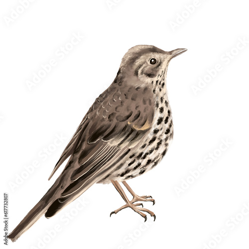 Illustration of the songbird song thrush photo