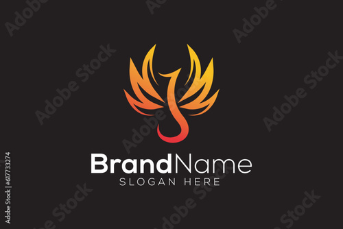 Dragon fly fire logo design vector template