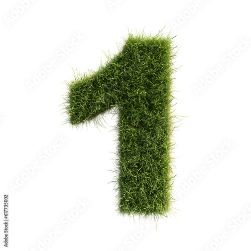 Grass Number 1 on transparent background, PNG file