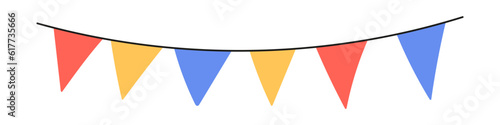 Holiday bunting garland. Line anniversary party flag. Celebration party hand drawn elements.Flat vector isolated illustration