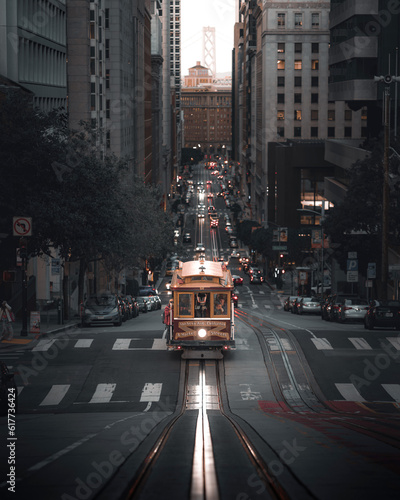 California Street Cable Car in the Evening
