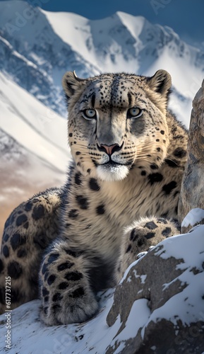 cinematic still BBC Earth of snow leopard on mountain  © Richard