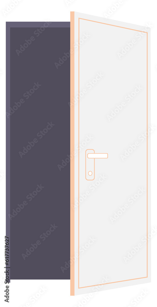 Open entrance door with dark doorway. Room exit Open entrance door with dark doorway. Room exit