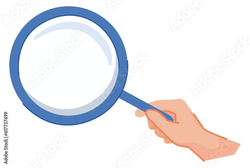 Magnifying glass in hand. Search color icon. Research symbol