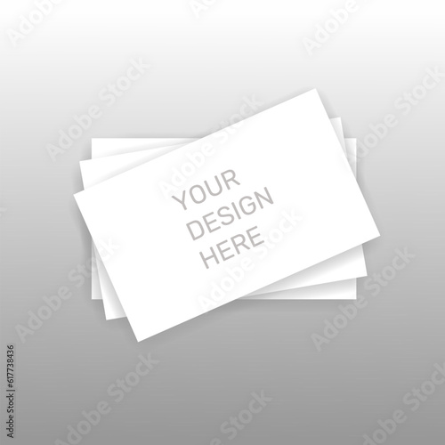 Blank A4 photorealistic brochure mockup on light grey background. Blank paper sheets for brochure on grey background, top view. Vector illustration. EPS10