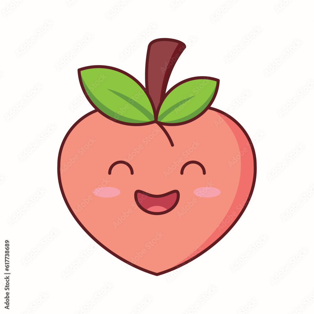 This kawaii peach illustration is perfect for children's products, stationery, cute merchandise, social media graphics, and any project that calls for a dose of irresistible charm. Eps 10 This kawaii peach illustration is perfect for children's products, stationery, cute merchandise, social media graphics, and any project that calls for a dose of irresistible charm. Eps 10