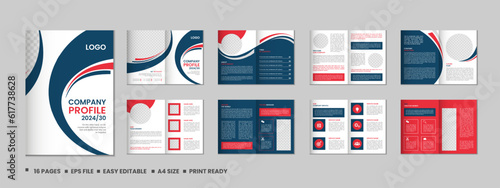 Company profile, multipage brochure template, include cover page, vertical a4 format presentation, landing page, annual report, leaflet, magazine, catalog, trendy minimalist colorful geometric design