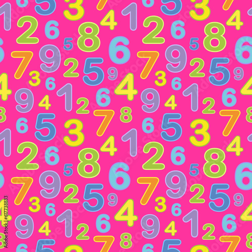 Background of numbers mixed (pattern). Good for social media, comics doodle style design elements, t-shirt print, poster, card, book cover. cartoon children figures.