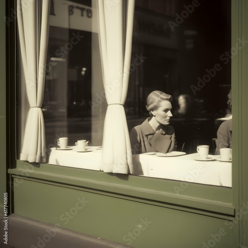1960s photograph of welldressed woman sitting a cafe window  © Christopher