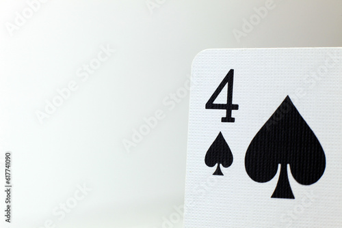 4 of spades, close up photo of the top corner of playing card