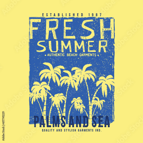 print design for man fashion with palms silhouette as vector