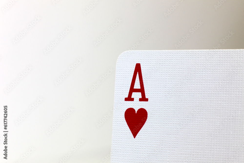 Ace of Hearts, close up of top corner of playing card