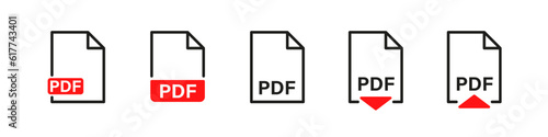 Pdf file format type icon. Document page button.
