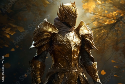 Golden knight forest. Generate Ai