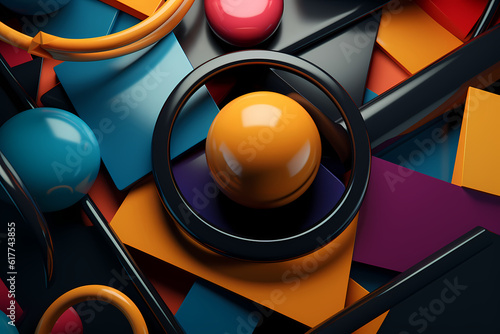 Experience the Fusion of 3D Realistic Geometry with Trending Colors in this Abstract Design, generative ai.
