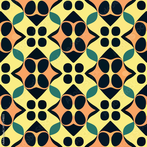Vibrant black and yellow abstract pattern with repeating circles.