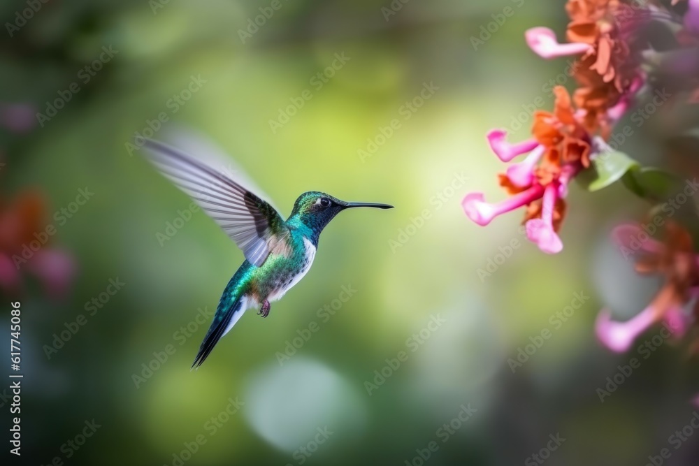 Hummingbird flying. Generate Ai Hummingbird flying. Generate Ai