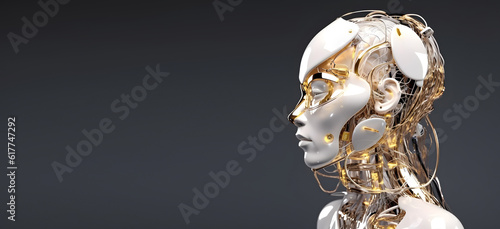 Beautiful robot with artificial intelligence. Concept of AI robot. AI generated.