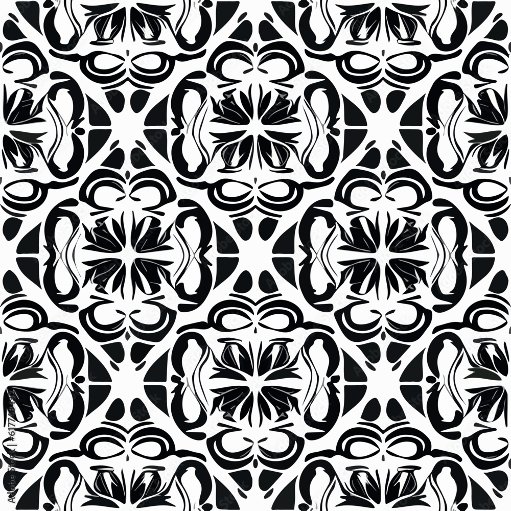Elegant art nouveau flower pattern on white background, ideal for adding touch of sophistication to any space.