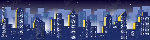 Vector illustration of the night city. Cityscape vector art.