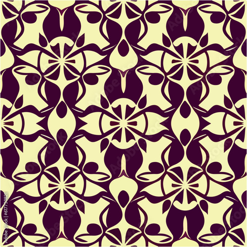 Vibrant purple and yellow flowers on white. Ideal for fabric or seamless pattern designs. © Issah