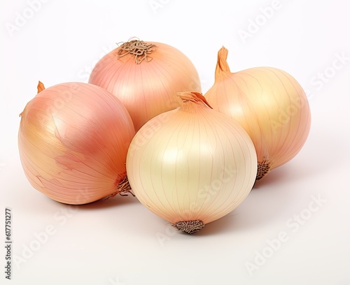 ripe onion on a white background. Created with Generative AI technology.