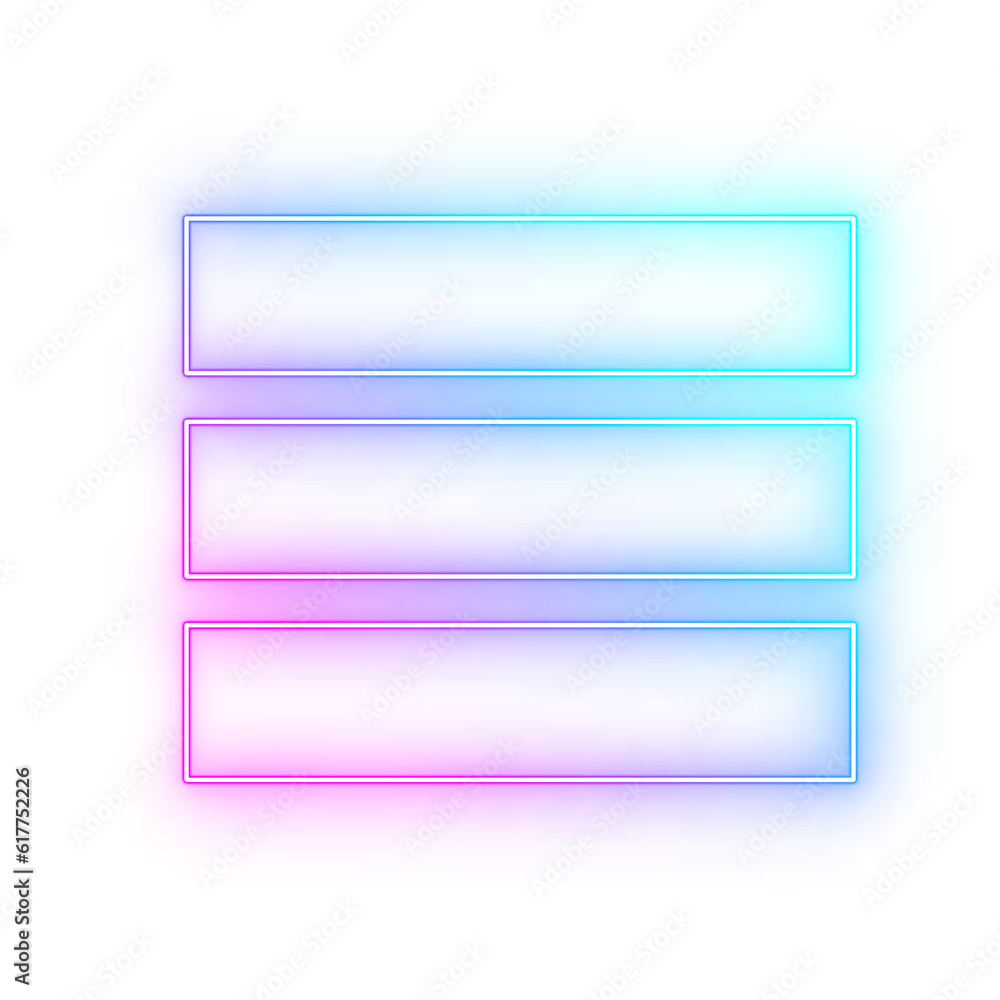 three buttons menu neon frame light border three buttons menu neon frame light border