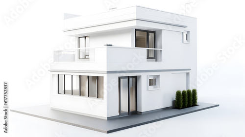 3d illustration model house on white background created with Generative AI