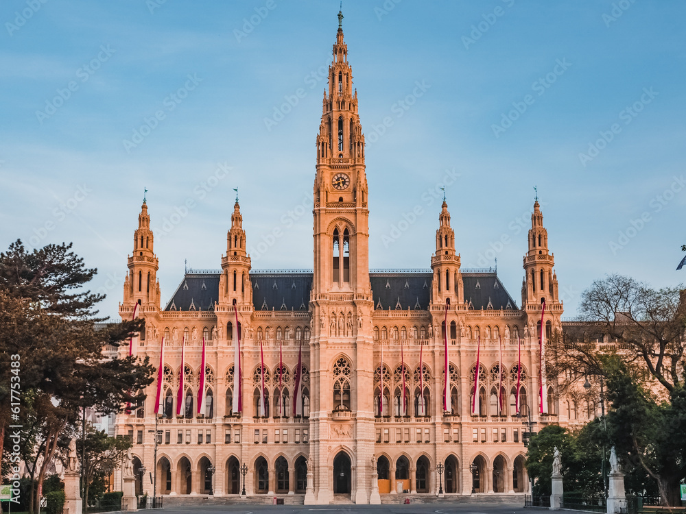 Fototapeta premium Town hall building in Vienna. Rathaus der Stadt Wien