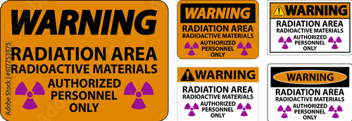 Radiation Warning Sign Caution Radiation Area, Radioactive Materials, Authorized Personnel Only