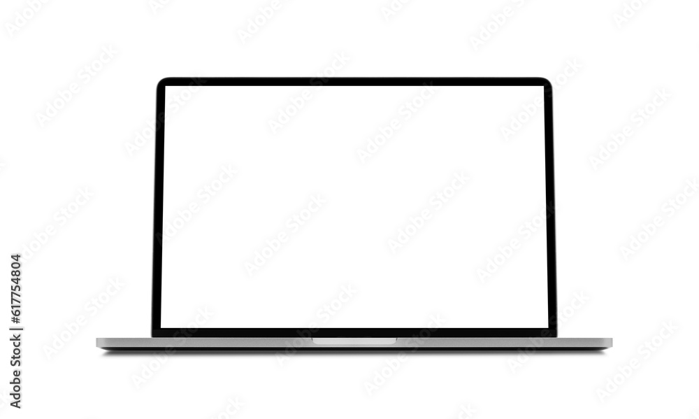 New model Laptop with blank screen on white background, including clipping path New model Laptop with blank screen on white background, including clipping path