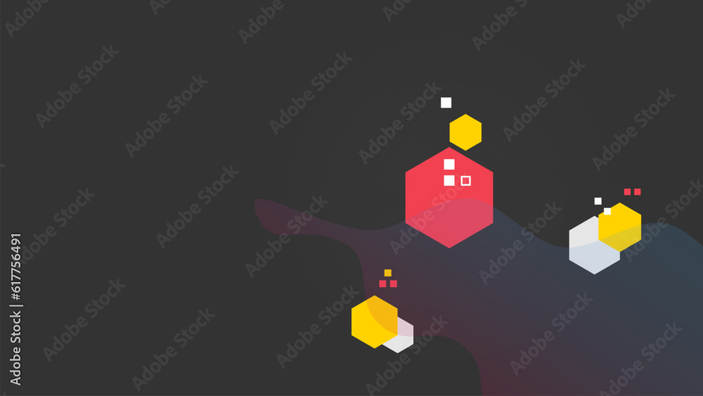 Obraz premium Hexagon Dynamic Wave Modern, Memphis Style, Abstract Background