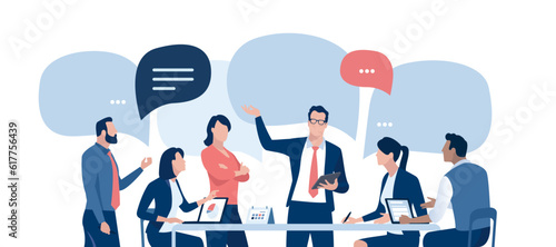 Business meeting. Teamwork and communication concept. Vector illustration. 