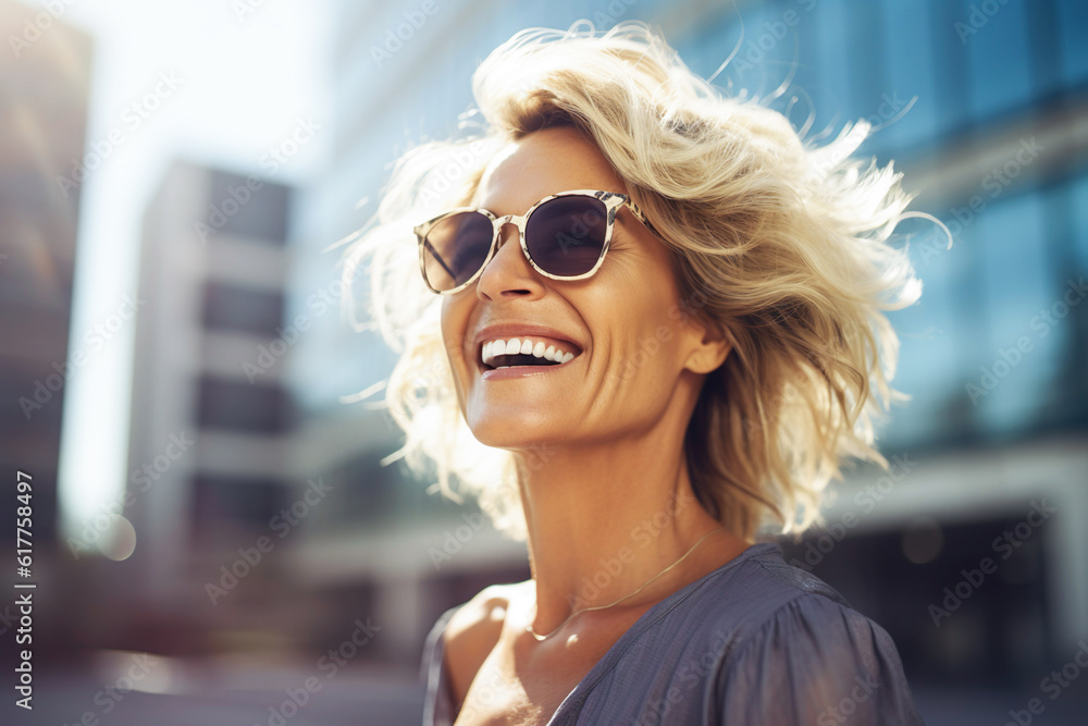 AI generated image of mature happy women outdoor AI generated image of mature happy women outdoor