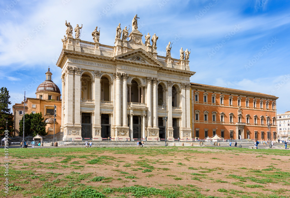 Lateran basilica (Archbasilica cathedral of Most Holy Savior and of Saints John Baptist and John Evangelist in the Lateran) in Rome, Italy
