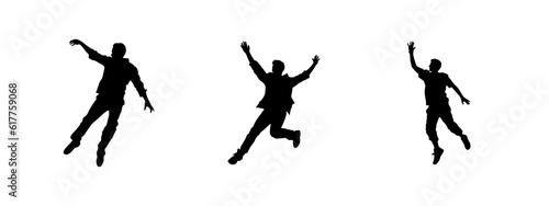 happy young man jump silhoutte, happy silhoutte vector