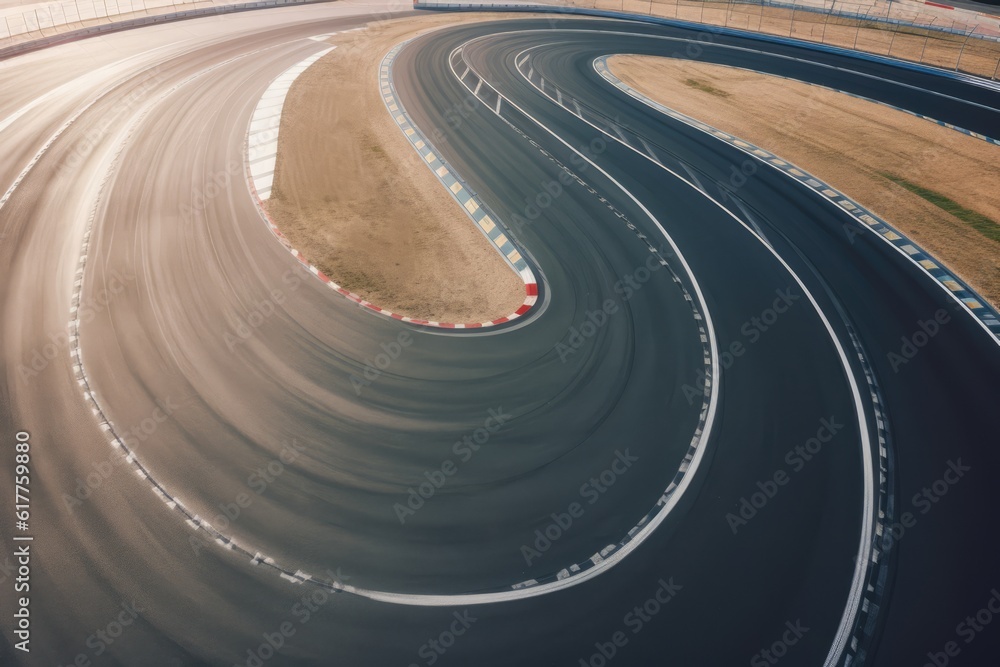 Aerial view of empty car race track, created using generative ai technology Aerial view of empty car race track, created using generative ai technology