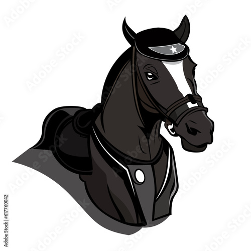 Horse as a police officer cartoon vector illustration, Horse in police uniform, horse cop vector image
