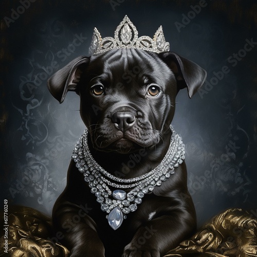 Black Pit Bull puppy portrait 